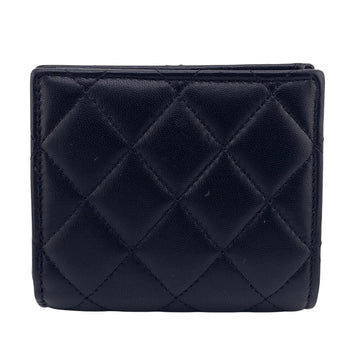 CHANEL Bifold Wallet lambskin black lambskin