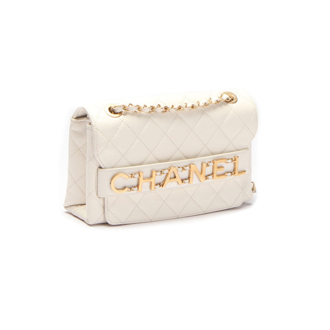 Chanel Quilted Leather Enchained Flap Bag Leather Shoulder Bag in Excellent condition