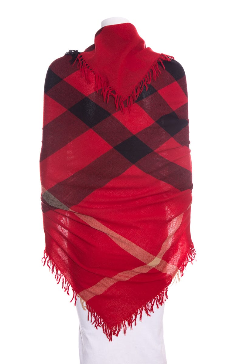 Burberry Red & Black Plaid Scarf