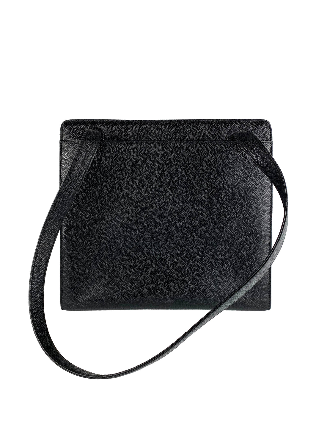 Chanel Vintage Black Tote with Stitched Logo