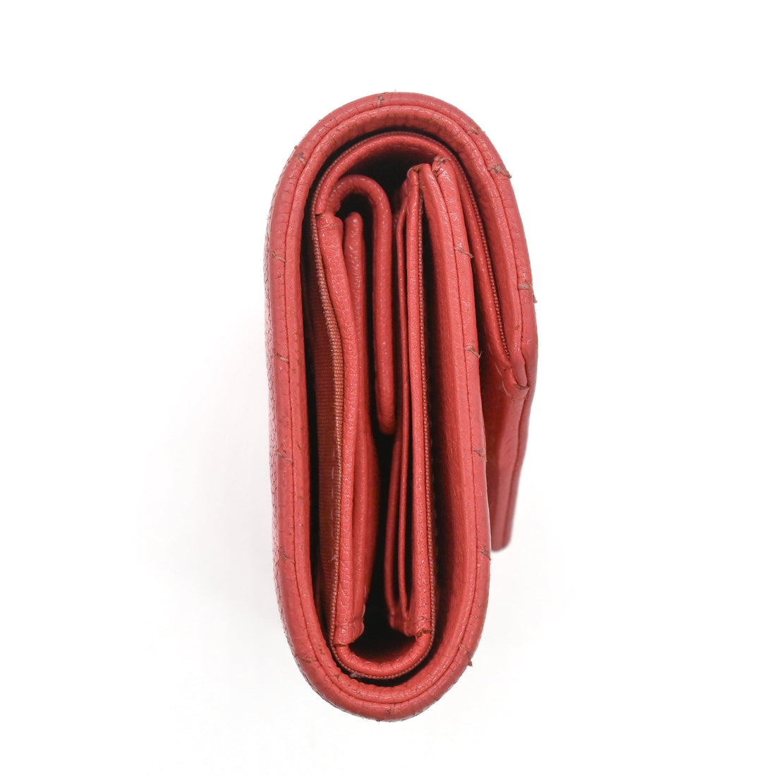 Chanel Coral Pink Chevron Lambskin Trifold Wallet