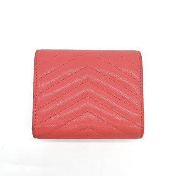 Chanel Coral Pink Chevron Lambskin Trifold Wallet