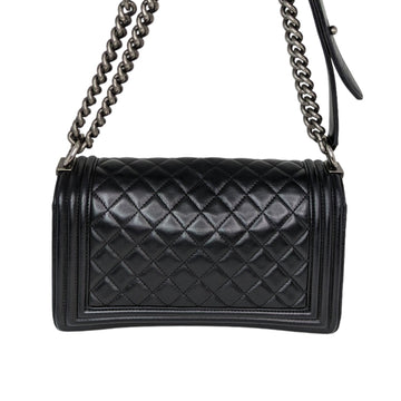 Chanel Black Quilted Calfskin Medium Boy Bag