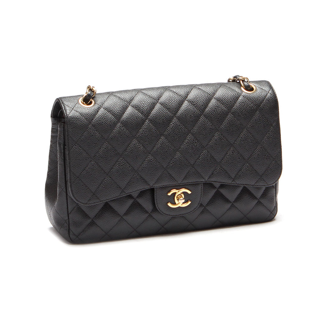 Chanel Caviar Jumbo Classic Double Flap Bag Leather Shoulder Bag in Excellent condition