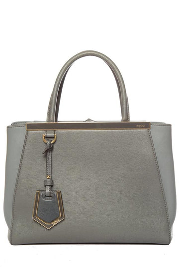 Fendi Grained Petit 2jours Handle Grey Leather Shoulder Bag