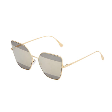 Fendi Stripes Silver Tint and Gold Frame Metal Sunglasses