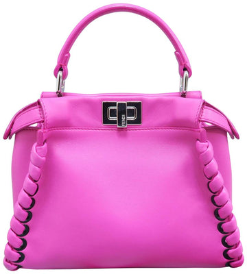 Fendi Whipstitch Mini Peekaboo Fuchsia Lambskin Leather Makersluxe