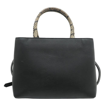 Fendi Black 2 Jours Petite Python Handle Bag