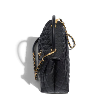 Chanel Small Flap Bag With Top Handle Black-SiLouis Vuittoner