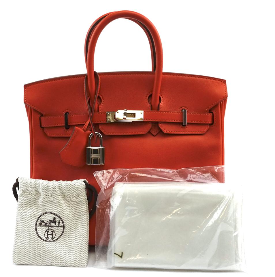 Hermès Birkin Ultra Rare 25 25cm Elegant Handbag Small Tote Capucine Red with Orange Undertone Swift Leather Makersluxe