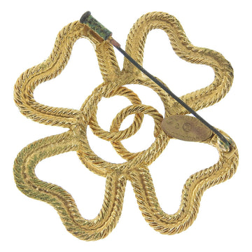 CHANEL Brooch Plated Gold gold vintage COCO Mark Clover Women Used