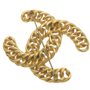 CHANEL Brooch Plated Gold gold Chain COCO Mark Women Used