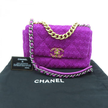 Chanel 19 Pink Tweed Quilted Bag