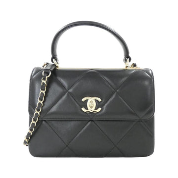 Chanel Trendy CC Flap Bag with Top Handle in Black Lambskin