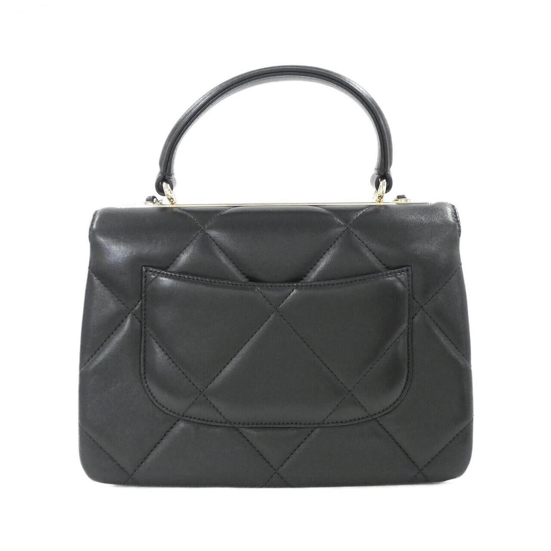 Chanel Trendy CC Flap Bag with Top Handle in Black Lambskin