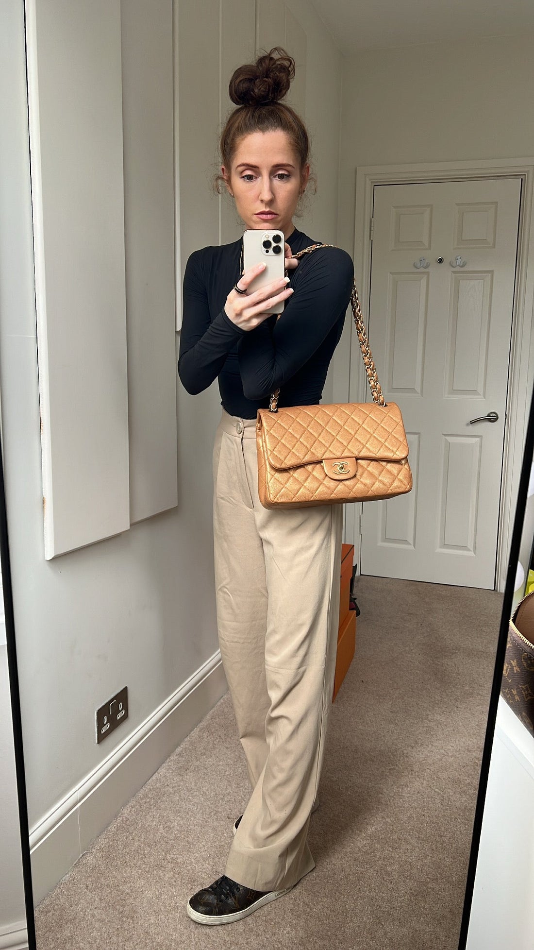 Chanel Jumbo Double Flap in Gold Caviar (RRP £9,670)