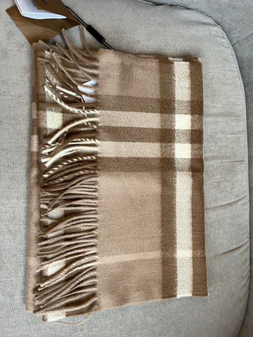 Burberry Classic Check Warm Taupe Cashmere Scarf (RRP £420)