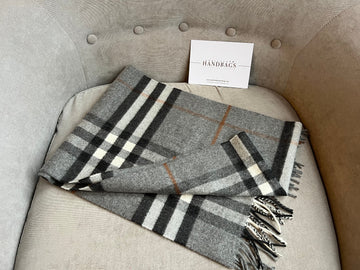 Burberry Classic Check Grey Cashmere Scarf (RRP £390)