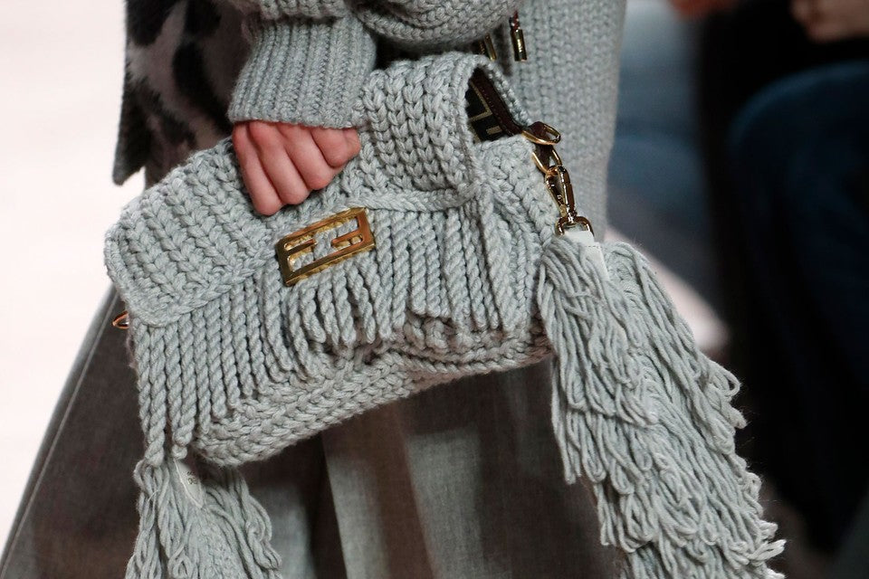 Fendi Knitted Fringe Baguette Bag