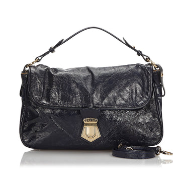 Fendi Blue Navy Patent Leather Makersluxe Italy