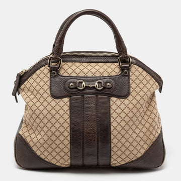 Gucci Beige/Brown Diamante Canvas And Leather Large Horsebit Catherine Makersluxe