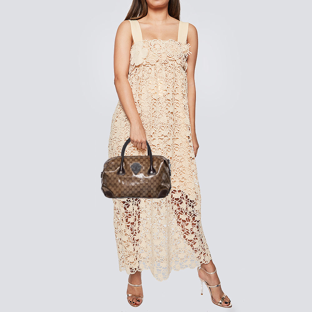 Gucci Beige/Brown GG Crystal Canvas And Leather Makersluxe