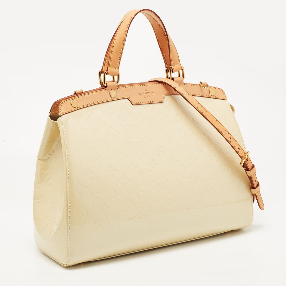 LOUIS VUITTON Blanc Corail Monogram Vernis Brea GM Bag