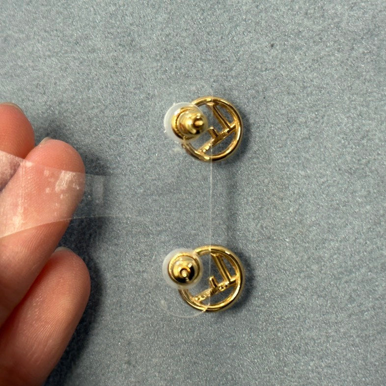 Fendi Logo Statement Gold Earrings