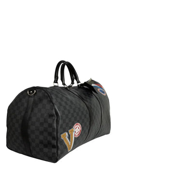 Sac Keepall 55 Edition Limitée en toile damier graphite
