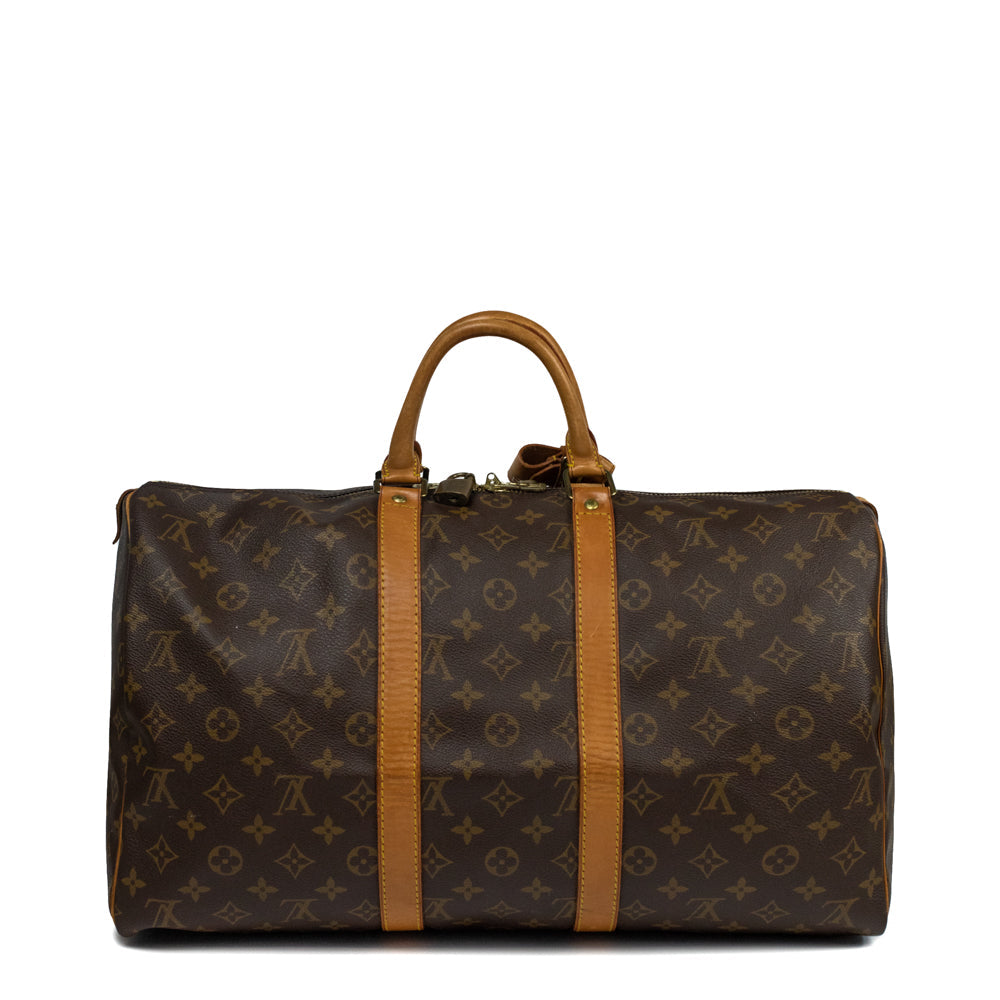 Sac Keepall 45 Vintage en toile monogramme marron