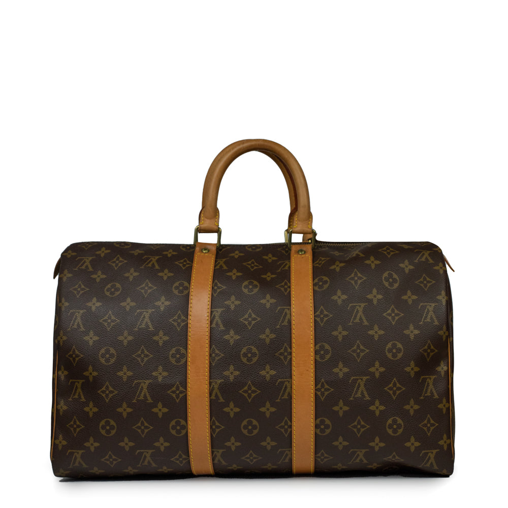 Sac Keepall 45 Vintage en toile monogramme marron
