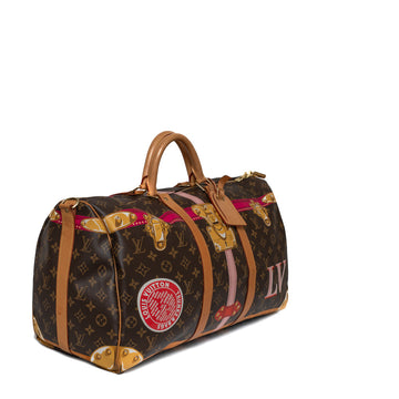 Sac Keepall 50 Edition Summer Trunk en toile monogramme marron