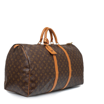 Sac Keepall 55 en toile monogramme marron