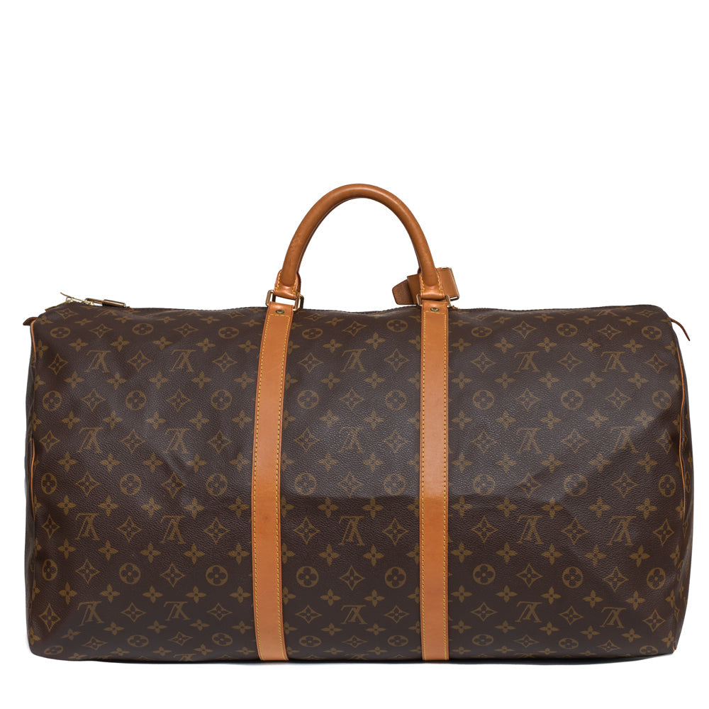 Sac Keepall 55 en toile monogramme marron