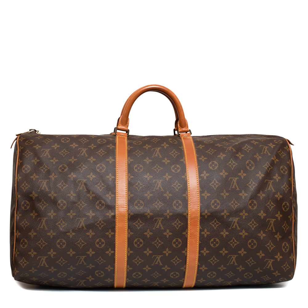 Sac Keepall 55 en toile monogramme marron