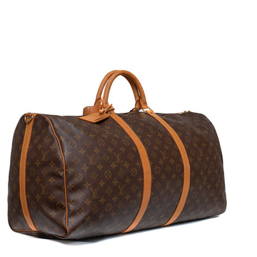 Sac Keepall 60 Vintage en toile monogramme marron