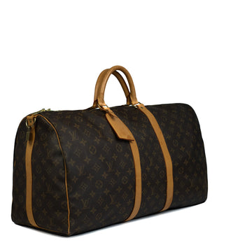 Sac Keepall 55 en toile monogramme marron