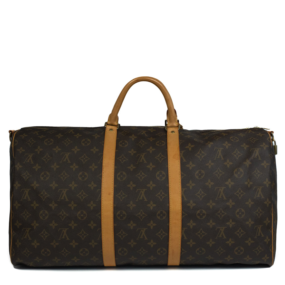 Sac Keepall 55 en toile monogramme marron