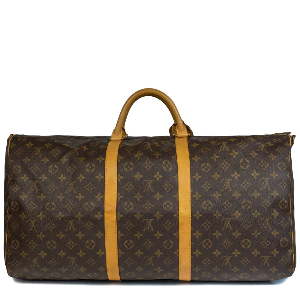 Sac Keepall 60 Vintage en toile monogramme marron