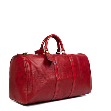 Sac Keepall 50 Vintage en cuir rouge