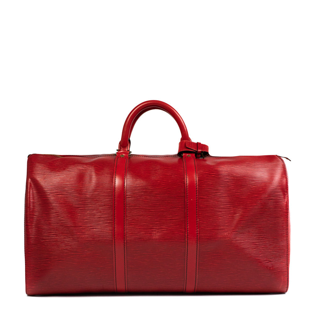 Sac Keepall 50 Vintage en cuir rouge