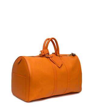 Sac Keepall 45 Vintage en cuir épi orange