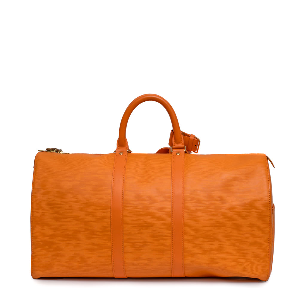 Sac Keepall 45 Vintage en cuir épi orange