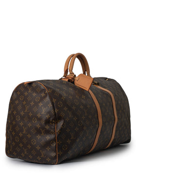 Sac Keepall 60 Vintage en toile monogramme marron