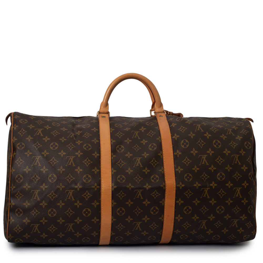 Sac Keepall 60 Vintage en toile monogramme marron