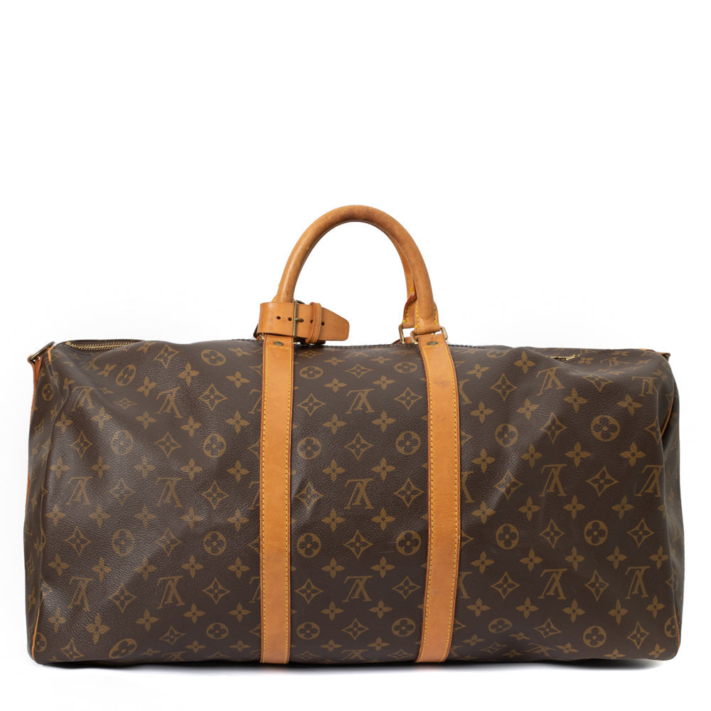 Sac Keepall 55 Vintage en toile monogramme marron
