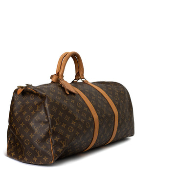 Sac Keepall 55 Vintage en toile monogramme marron