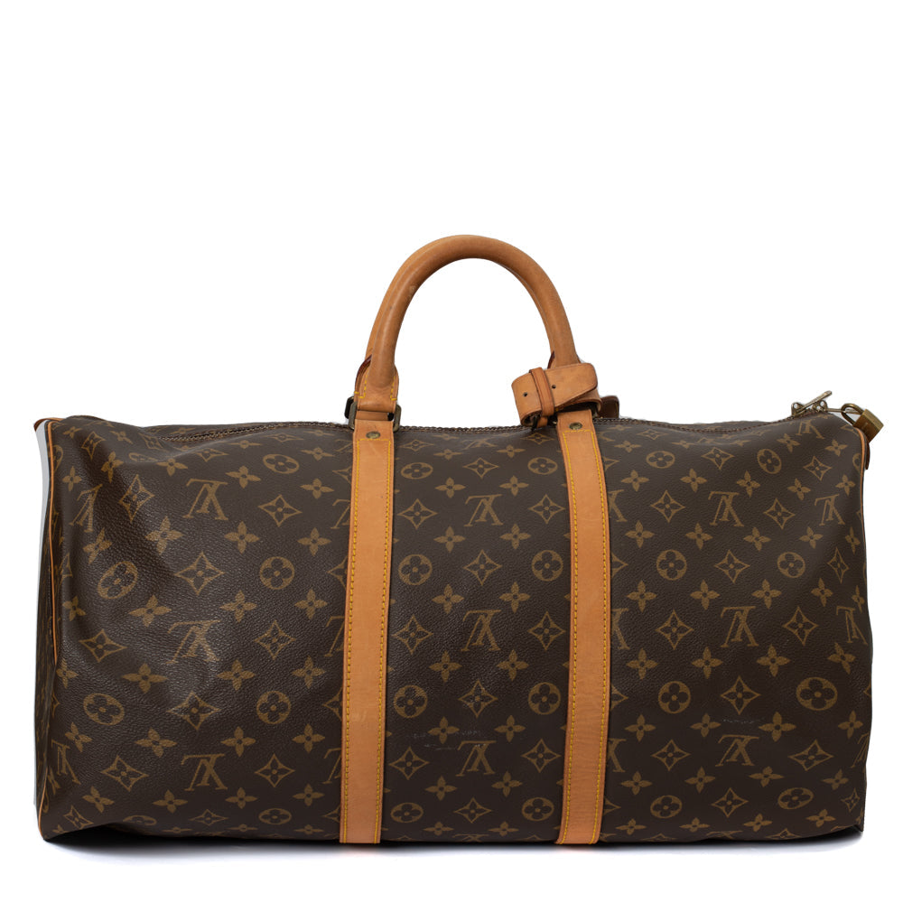 Sac Keepall 55 Vintage en toile monogramme marron