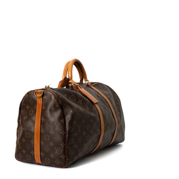 Sac Keepall 50 Vintage en toile monogramme marron