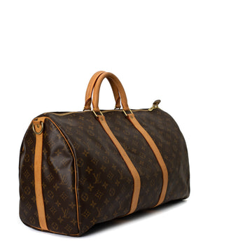 Sac Keepall 50 Vintage en toile monogramme marron
